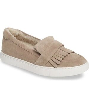 Kenneth Cole Tan Suede Fringe Sneakers